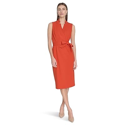 Calvin Klein Scuba Crepe Collar Self Tie Women
