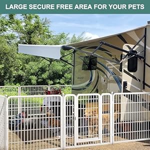 Homieasy Dog Playpen with Storage Bag for RV Camping 32 Inch Height Dog Fence with Extra Fixing Fittings for Indoor Use Portable Pet Puppy Play Pen for SmallMediumLarge Dogs 16 Panels White