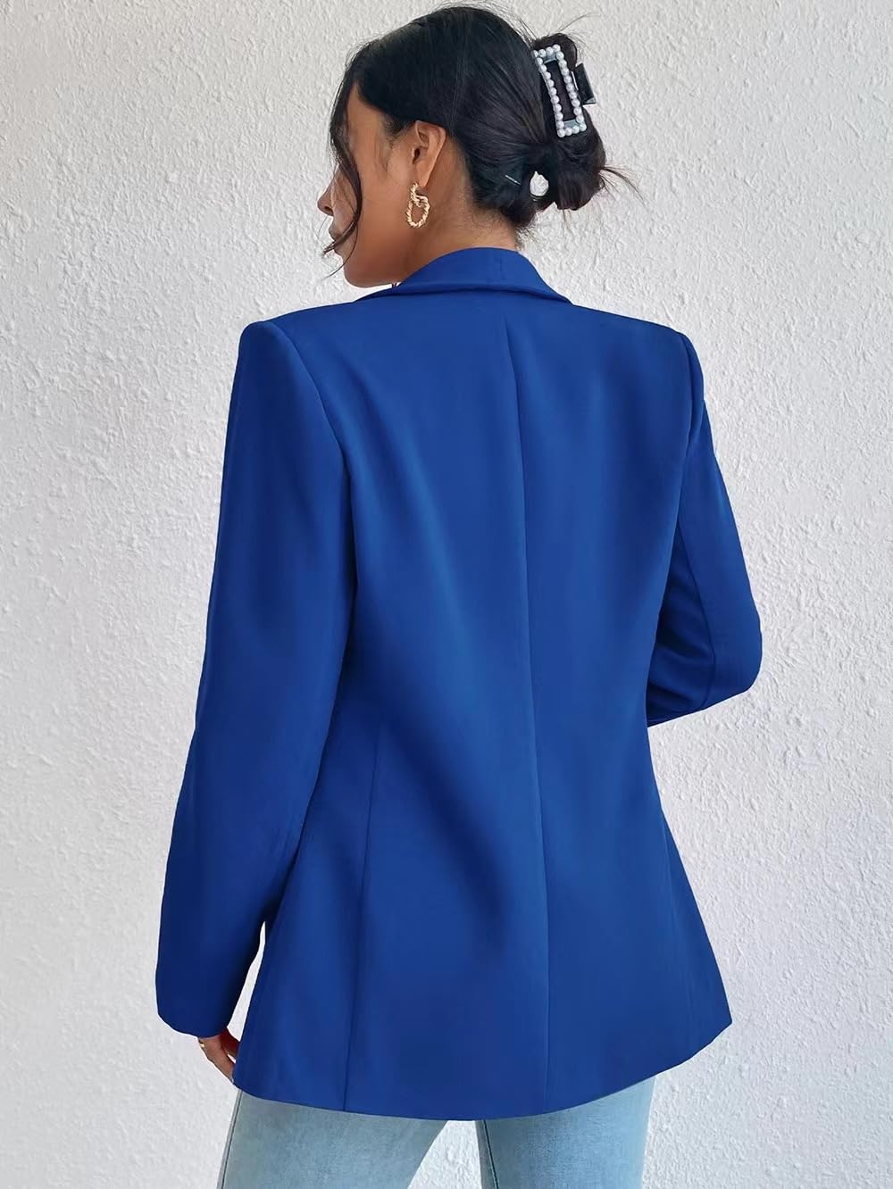 Donna Blazer Slim Fit Maniche Lunghe Tuta con Risvolto Giacca da Ufficio Business con Tasche e Vari Colori Stile Casual Classico