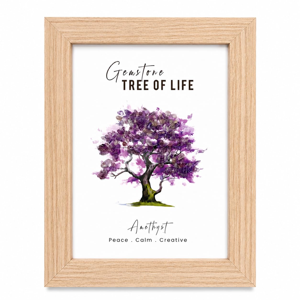 EverMineCrystal Amethyst Tree of Life Frame for Home Décor | Crystal Tree Wall Art in Wooden Frame | Spiritual & Meditation Room Decoration | Handmade Gemstone Artwork | Gift for Housewarming, Birthday & Anniversary-image-37