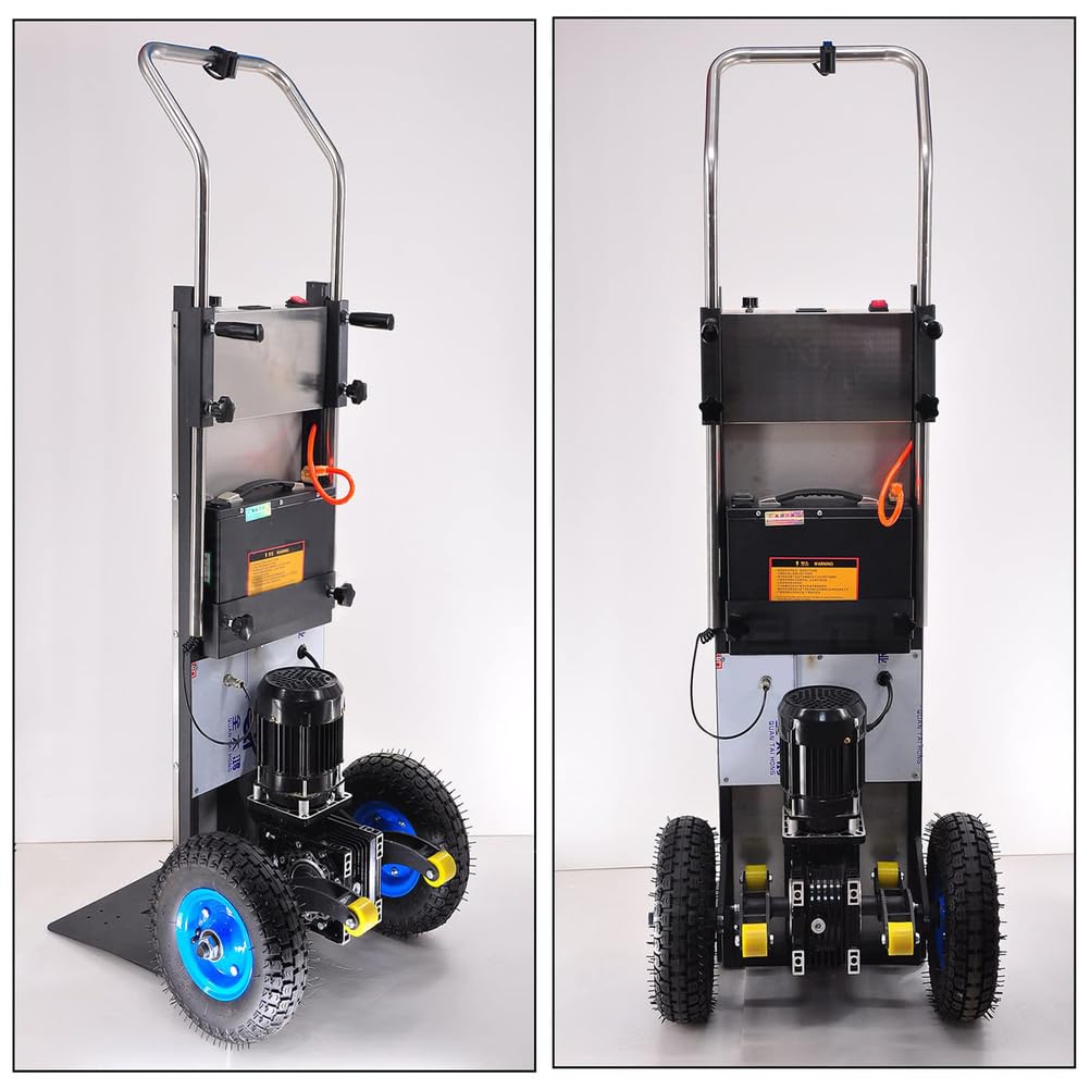 Carrello Elettrico per Salire Scale, con Maniglia Telescopica, salire le scale pesanti con corda di sicurezza e pompa ad aria per il trasporto di mobili,001