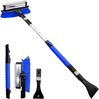 37.5" Ice Scraper and Extendable Snow Brush Car Windshield Snow Ice Remover Snow Broom with Ergonomic Foam Grip 180° Pivoting Brush Head Snow Scraper for Cars, Trucks, SUVs