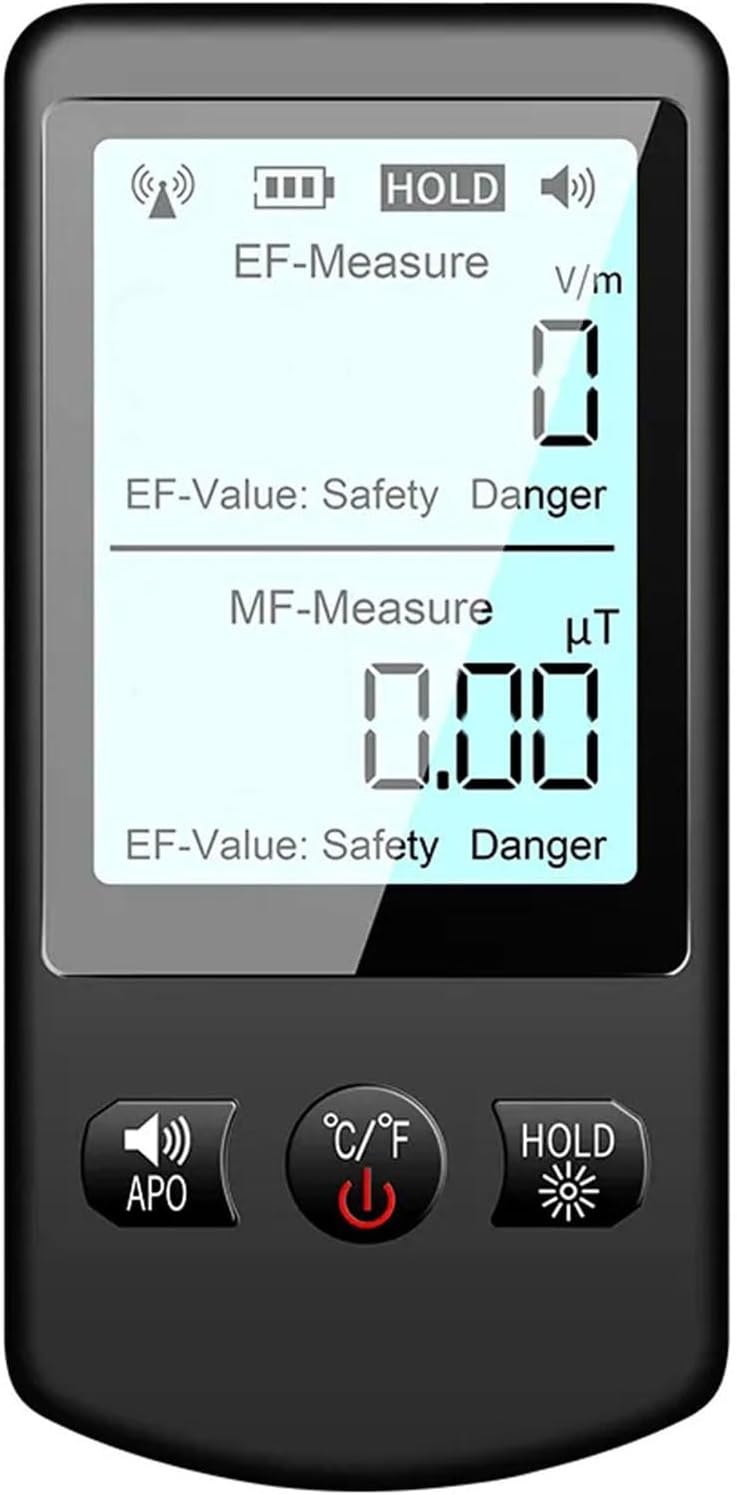 Ujhosld EMF Meter, Digital Electromagnetic Field Detector with Alarm Function, Type-C Charging Compatible, Home Use