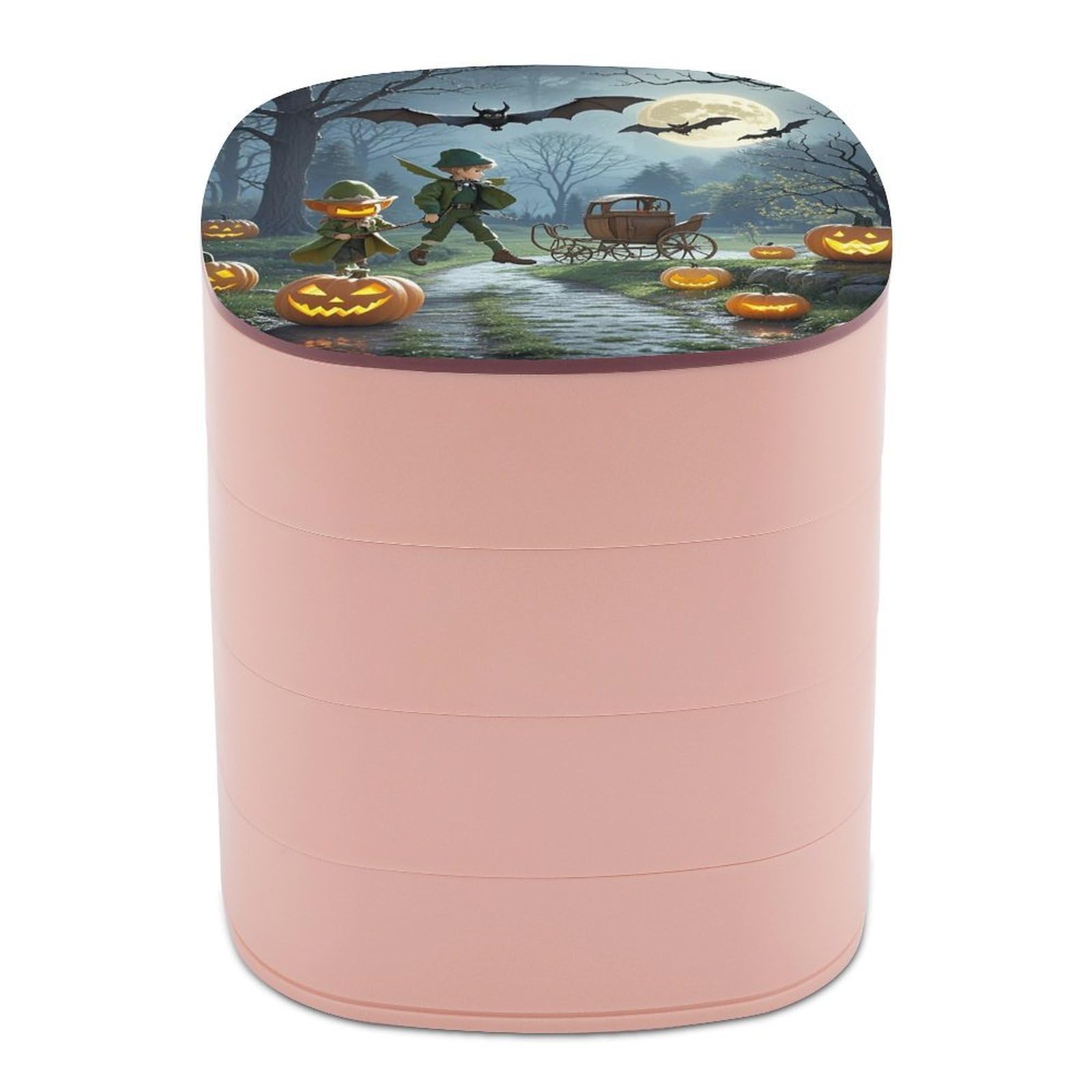 LZQPOEAS Dead Tree Pumpkin Carriage Jewelry Box with Mirror 4-Layer Rotating Travel Jewelry Case Small Jewelry Organizer Portable Jewelry Storage Box Rings Stud Necklaces Earring Holder for Women