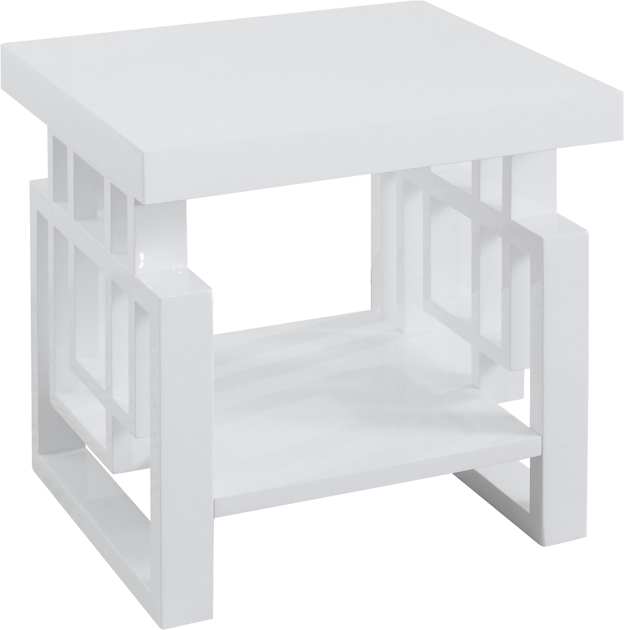 Coaster Home Furnishings - Schmitt - Rectangular Engineered Wood End Table with Geometric Leg Design - Living Room - 22-Inch - White High-Gloss - 705707