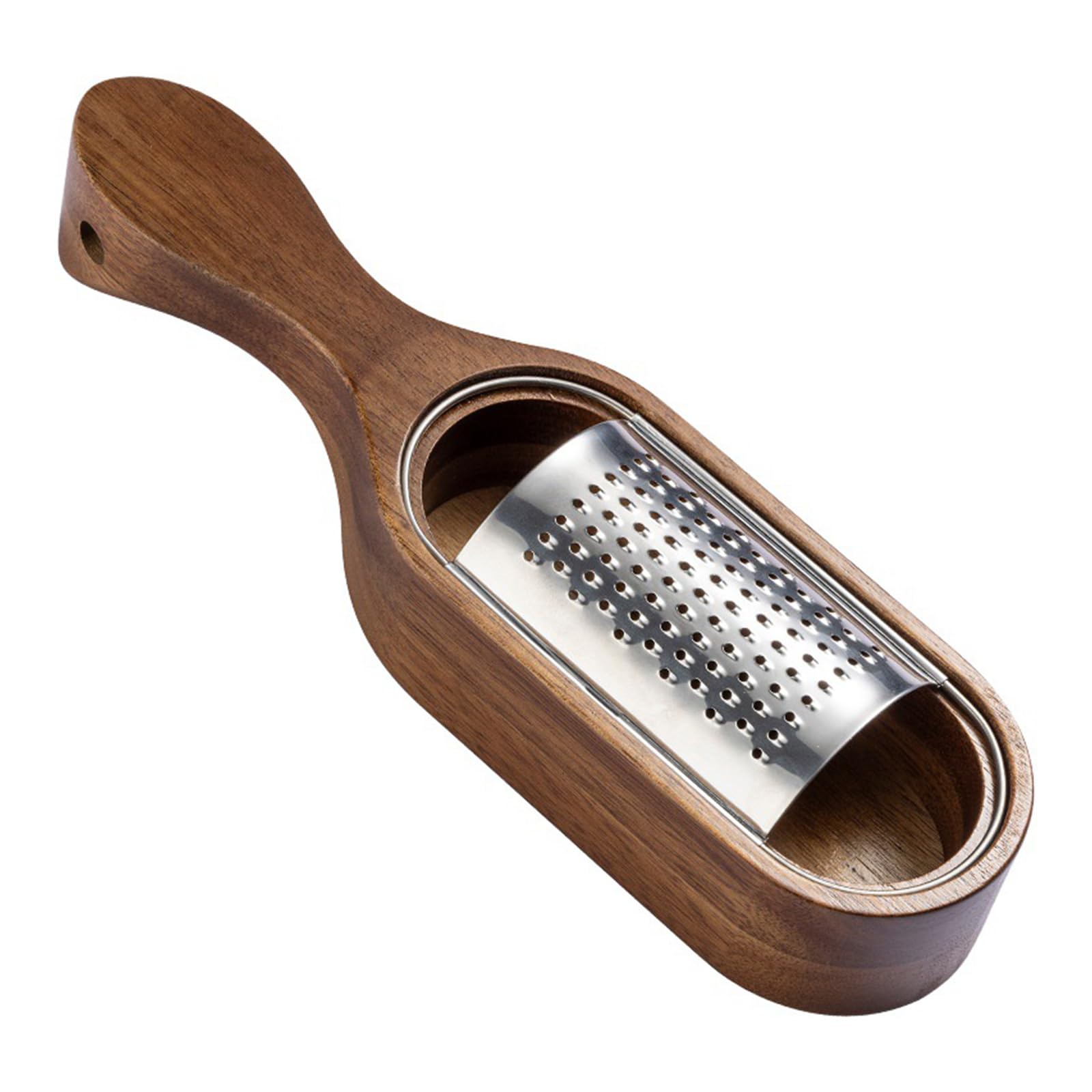 MICFENY Stainless Steel Cheese Grater Potato Shredders with Removable Wood Box Portable Chocolate and Vegetables Shredding Tool