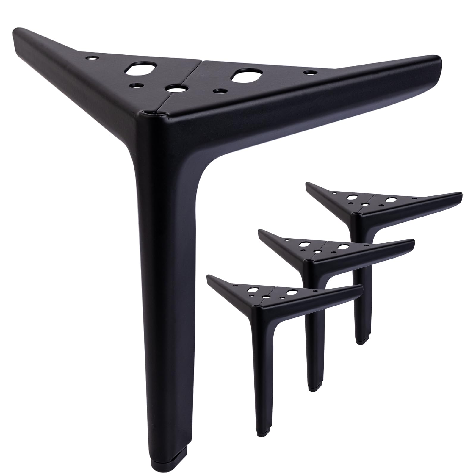 Anterrific 25 cm/9.8 inch Matte Black Furniture Legs, Metal Legs for Furniture Set of 4, DIY Replacement for Sofa, Cabinet, Ottoman, Table, Night stand and Dresser Legs (Matte Black, 25 cm)