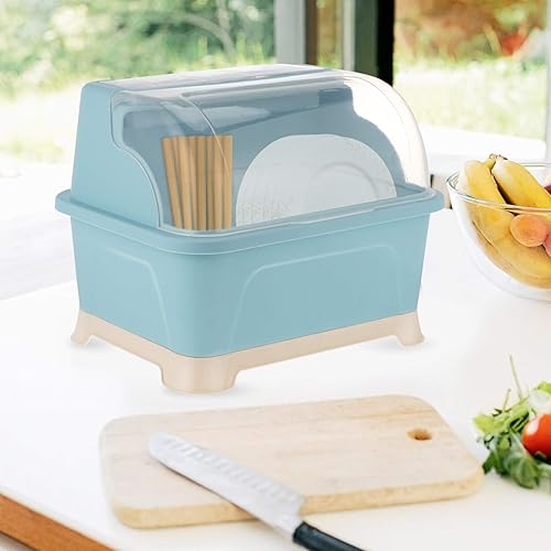 Miniatura 7 de Escurridor de platos, soporte para botellas, tazón, palillos, caja de almacenamiento, escurridor de platos con tapa y tapa para secar utensilios