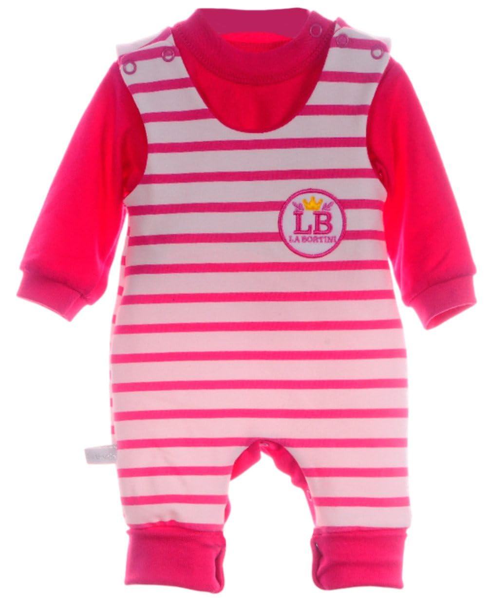 Baby Bekleidung Set Weiß Pink Unisex Langarmshirt Latzhose Zweiteilig Erstlingsausstattung Neugeborenen Outfit für Mädchen Größen 44 50 56 62 68 74 80