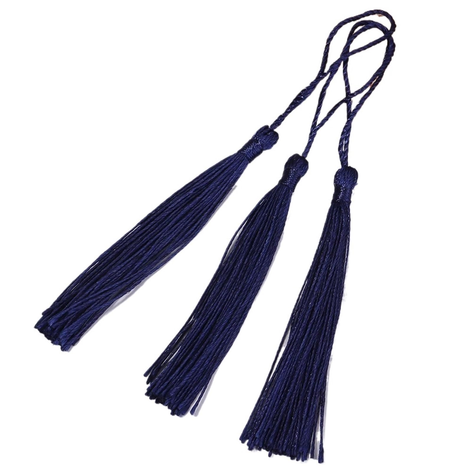 Mini Tassels 200Pcs 13cm/5Inch Silky Floss Bookmark Tassels Hanging Spike Rope Crafts For Bookmark Making DIY Craft Accessory for Crafts(Dark Blue,300pcs)
