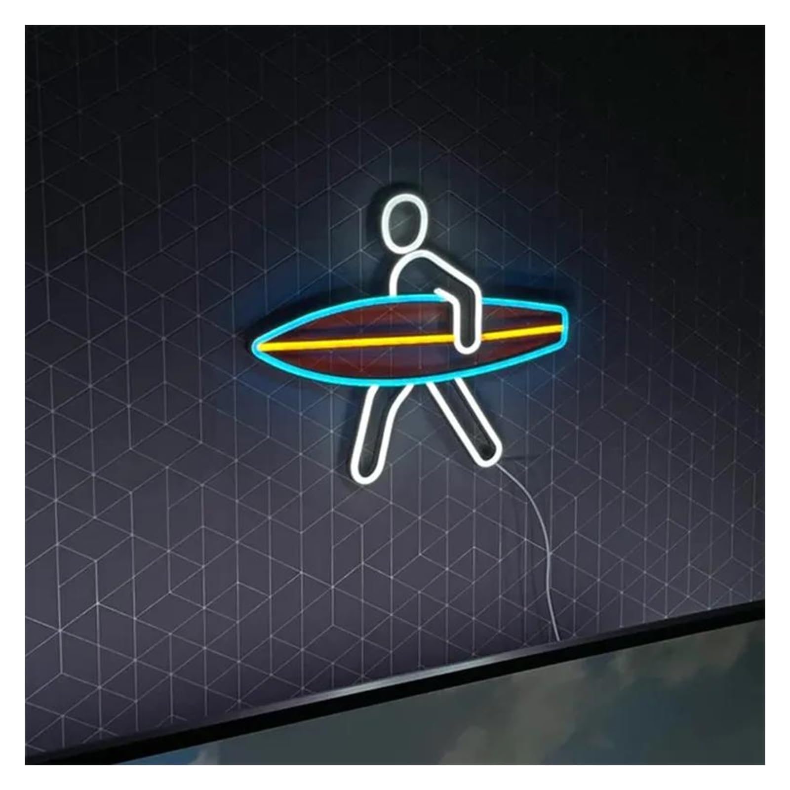 SHOUXI Sign Lamp Surf Neon Sign Sea Ocean Art Light Sign Logo Wave Wall Décor Neon Sign Room Decor Bedroom Neon Light 36.5x30cm