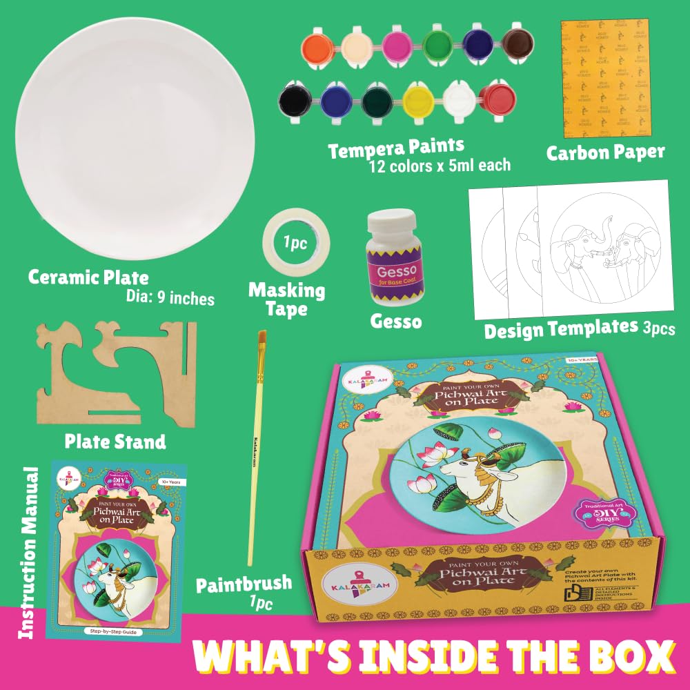 Kalakaram Paint Your Own Pichwai Art on a Plate Painting kit | Buy Painting Set/Kit for Kids 10 Year Old - Image 2 thumbnail