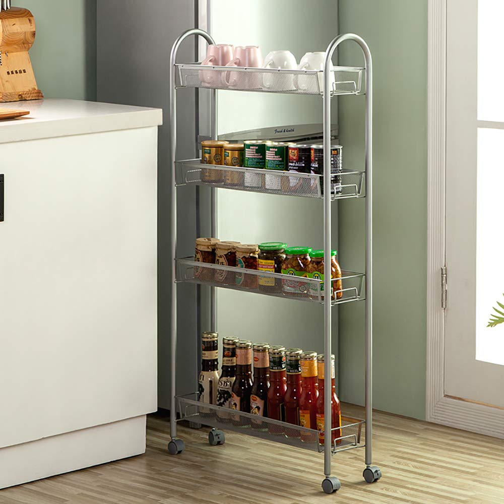 Buy SINGAYE 4 Tier Slim Rolling Cart Kitchen Storage Organizer Mesh
