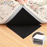Non-Slip Rug Grippers Pads for Area Rug and Carpet ，16PCS Adhesive Hook and Loop to Prevent Carpet Movement and Curling (16PCS, Black)