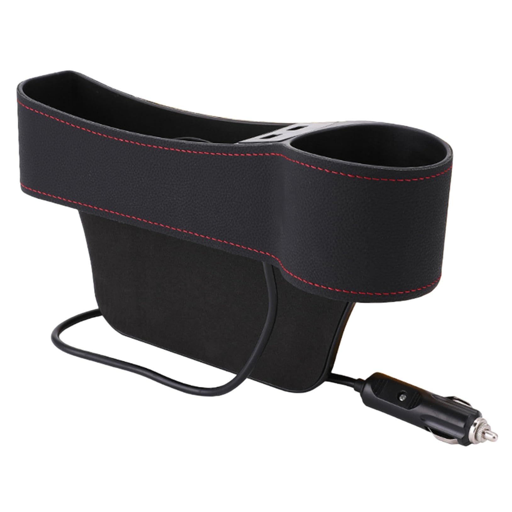Organisateur de siège de voiture en cuir premium noir avec double connectique USB intégrée