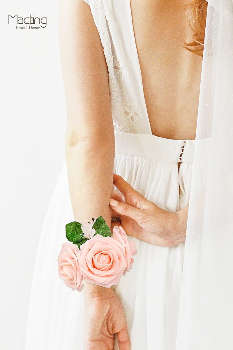 MACTING Sztuczne kwiaty Blush Foam Roses 30pcs Prawdziwe spojrzenie fałszywych róż z łodygą do DIY Bukiety ślubne Centerpieces Prysznic dla nowożeńców Party Dekoracje domu