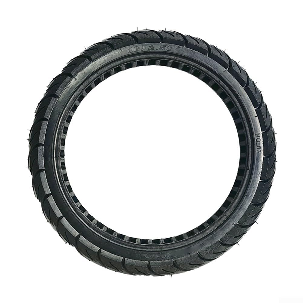 Pneumatico in gomma piena per bici elettrica da 16 pollici, 16 x 2,5 pollici, design intagliato cavo, non necessita di gonfiaggio, ruota di ricambio a prova di foratura con maggiore stabilità e