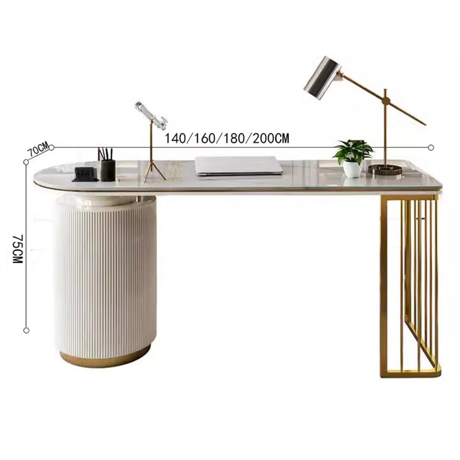 Biurko komputerowe Lekkie luksusowe biurko komputerowe, biurowe, nowoczesne minimalistyczne do pisania, konsultacyjne i krzesło Stacje robocze(200 * 70 * 75cm)