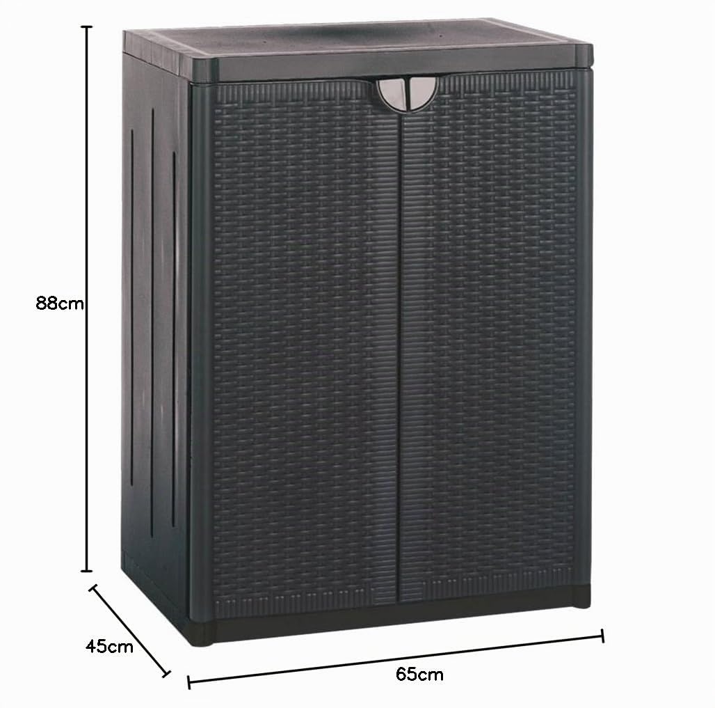 Home Rattan Low Cabinet, Black
