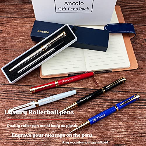 Ancolo-Custom-Pens-Office-Gift-Set-with-5-Gfit-Box-10-extra-Black-Refills-Metal-Body-Engraved-with-Your-Message-Personal-Names-Phone-Number-Gift-for-Business-Office-Colleague-Friends