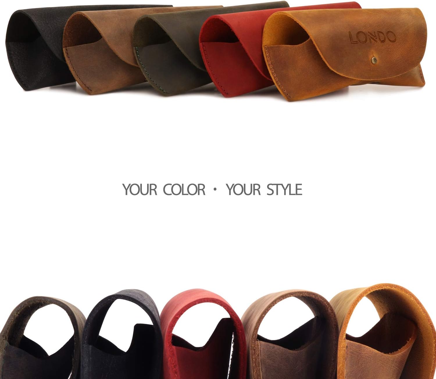 Londo Genuine Leather Eyeglasses & Sunglasses Case – Premium Leather Protective Case with Button Closure, Stylish & Durable Storage for Glasses - Image 5