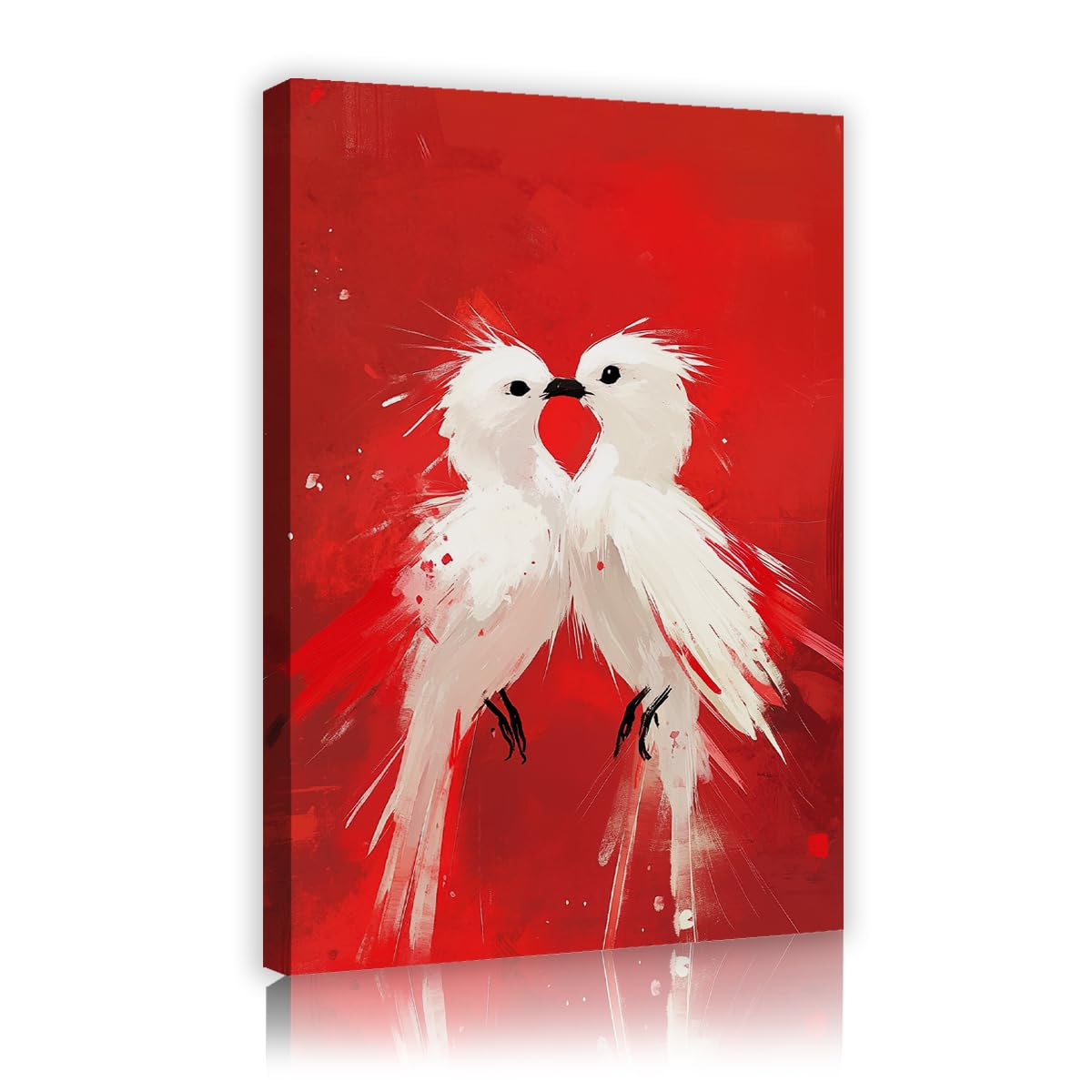 TOANGWALL Arte mural enmarcado en lienzo contemporáneo cartel de fondo rojo con un fondo rojo pintura de murales románticos para salón cuarto de bebé decoración del hogar 75x115cm