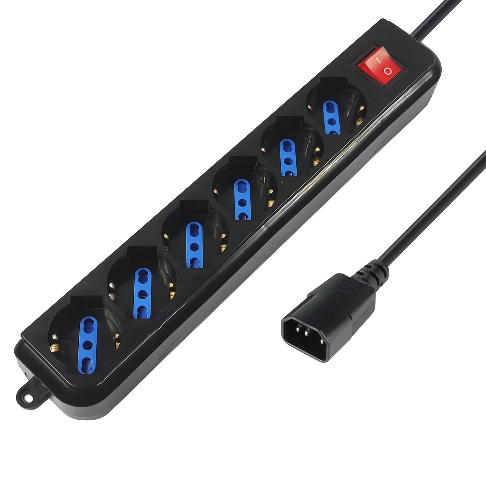 Atlantis P011-​SL3006P-​B Striscia Multipresa 4 Prese Italiano/​Europa/​Schuko Bipasso da 10A/​16A Presa Iec (Pc), 2500 W, Nero