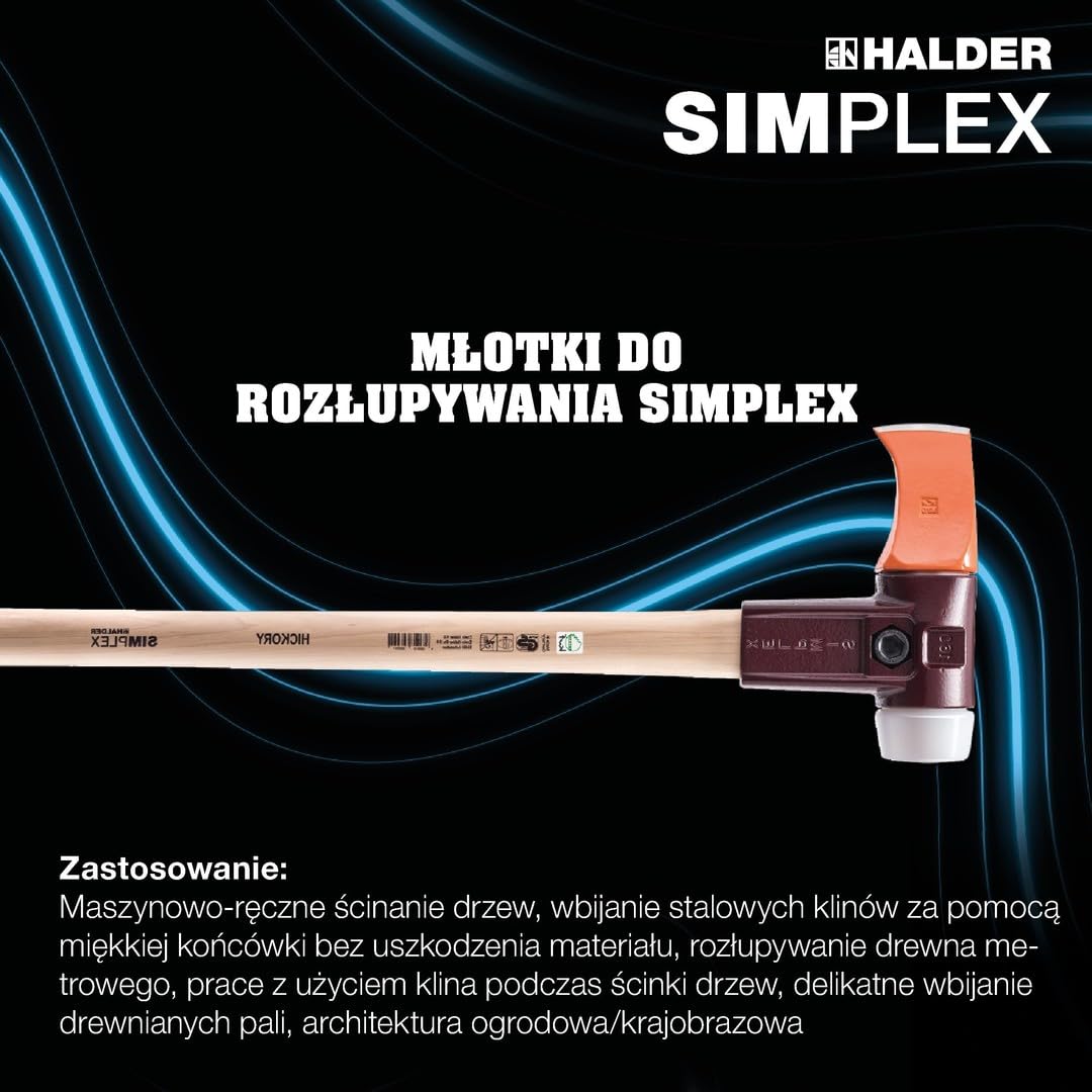 Simplex Młotek rozłupujący, z obudową z żeliwa ciągliwego i trzonkiem hikorowym, śr. = 60 mm, 3007.160