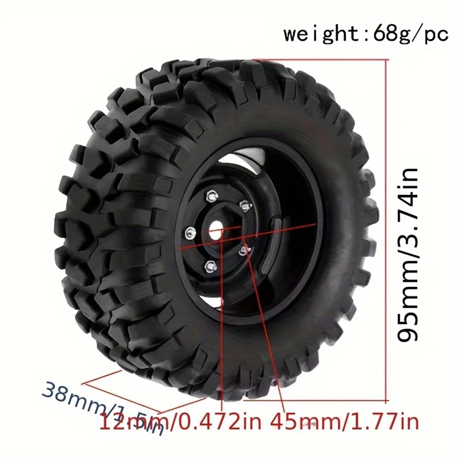 para Traxxas para TRX4 para Axial para SCX10 II III D90 para Redcat para MST 1/10 4 Uds 95mm Beadlock Ruedas Juego Neumáticos RC Crawlers Trucks RC Rueda Neumáticos