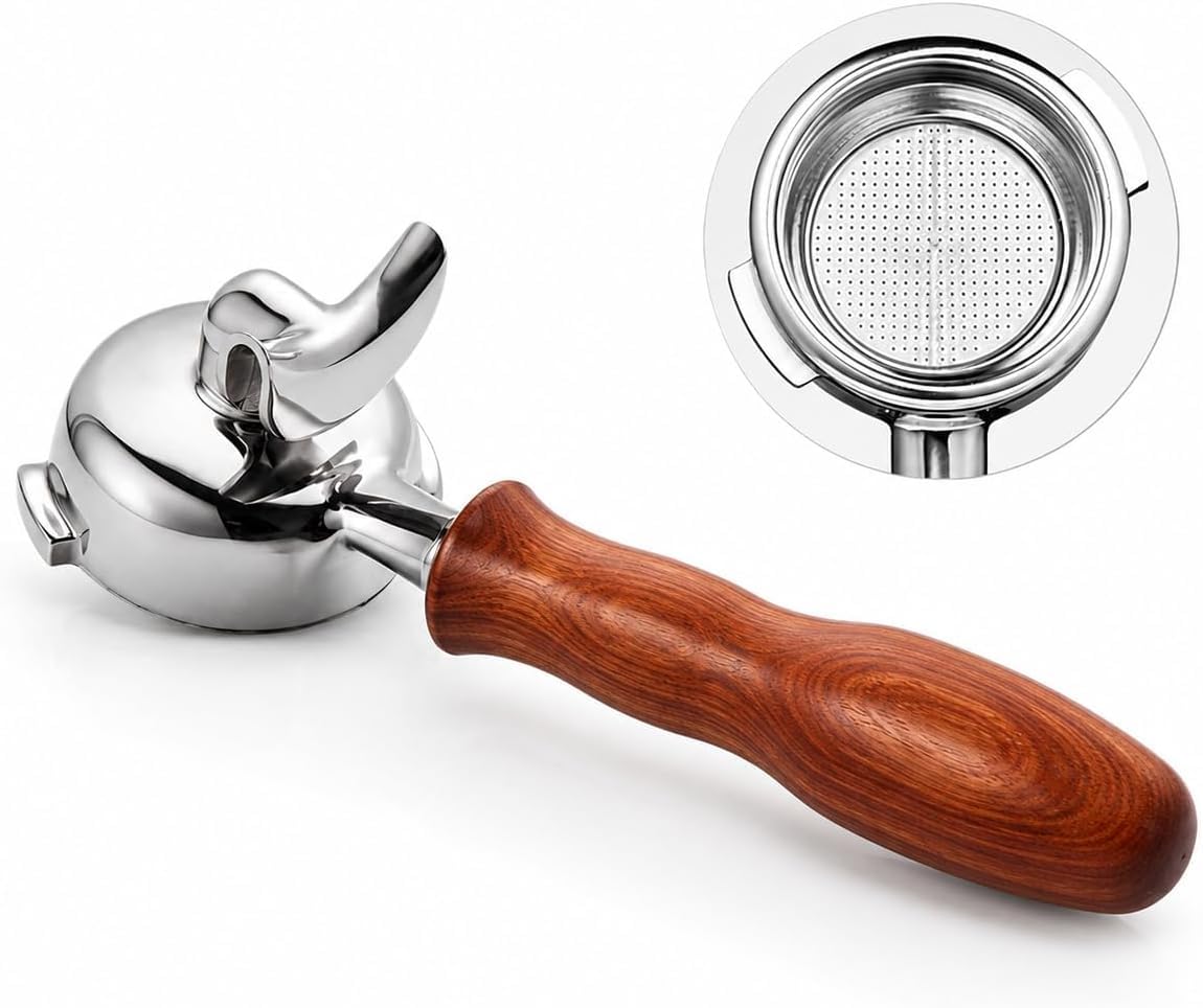 58 mm Siebträger ohne Boden Edelstahl Espresso Kaffeefilterhalter mit ABS-Griff für Barista Kaffeezubereitung