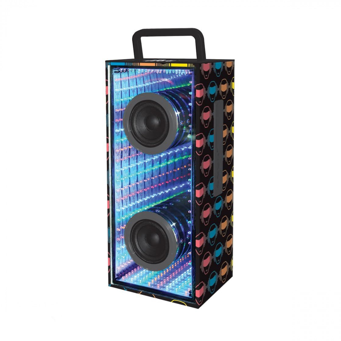 Lexibook iParty Flashboom Altoparlante Bluetooth®, 12W, Effetto Specchio, Jack, Batteria Ricaricabile, Nero/Rosso, BTL60