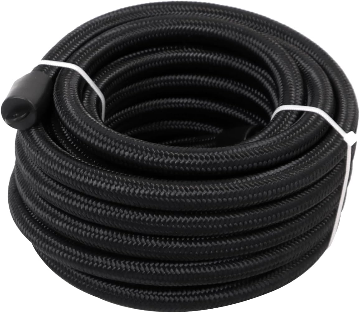 LokoCar 8AN Fuel Line AN8 Fuel Hose Nylon Braided CPE 10FT Black