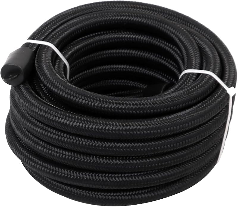 Mangueira de combustível 6AN LokoCar trançada em nylon CPE para óleo – 6,10 m preta