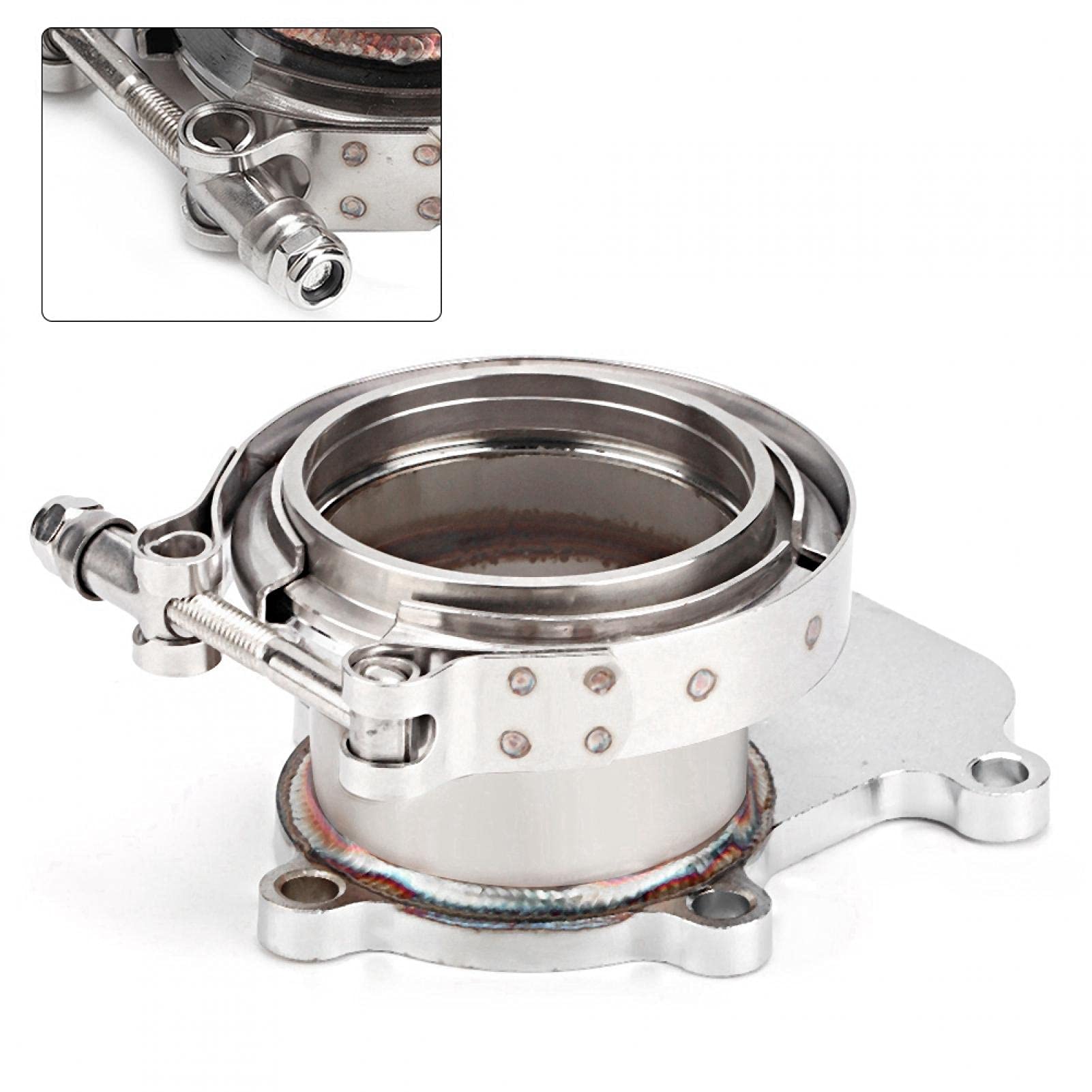 Akozon Flangia turbo a flangia V-band 3 "in acciaio inossidabile per Holset WH1C HX35 HX35W Downpipe