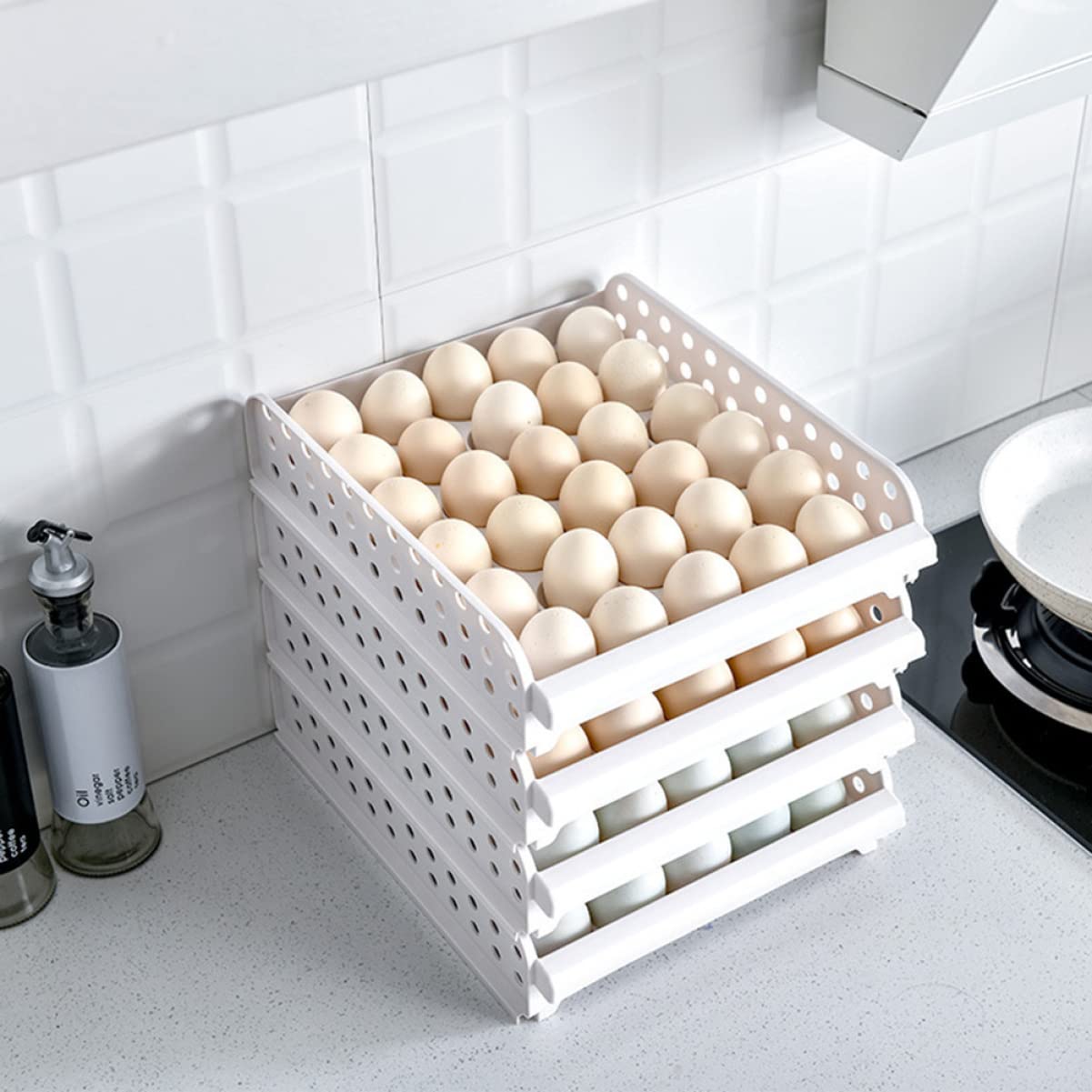 Aufbewahrungsbox Aus Kunststoff 2-lagig Stapelbares Design Für Körbe Mit 30 Eiern Passend Für Kühlschränke Und Gefrierschränke
