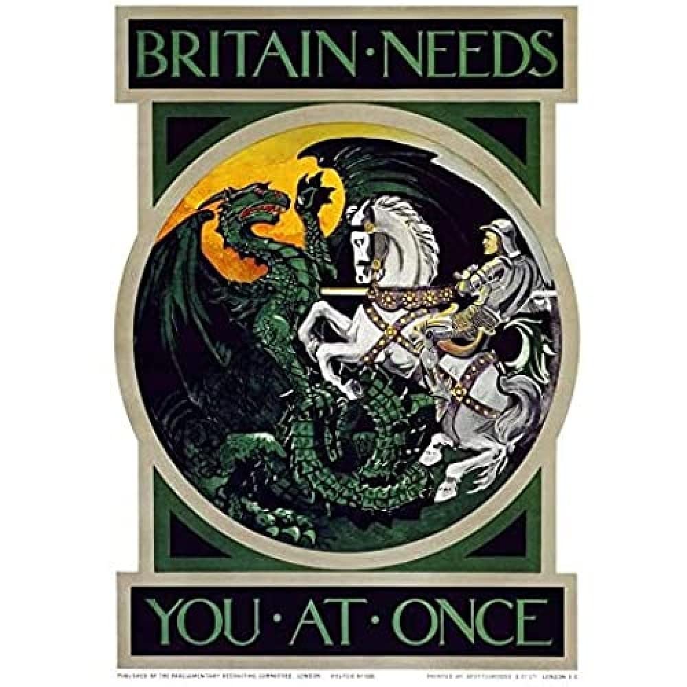 Prc UK WWI War Britain Needs You Recruitment Advert Art Print Canvas Premium Wall Decor Poster Mural