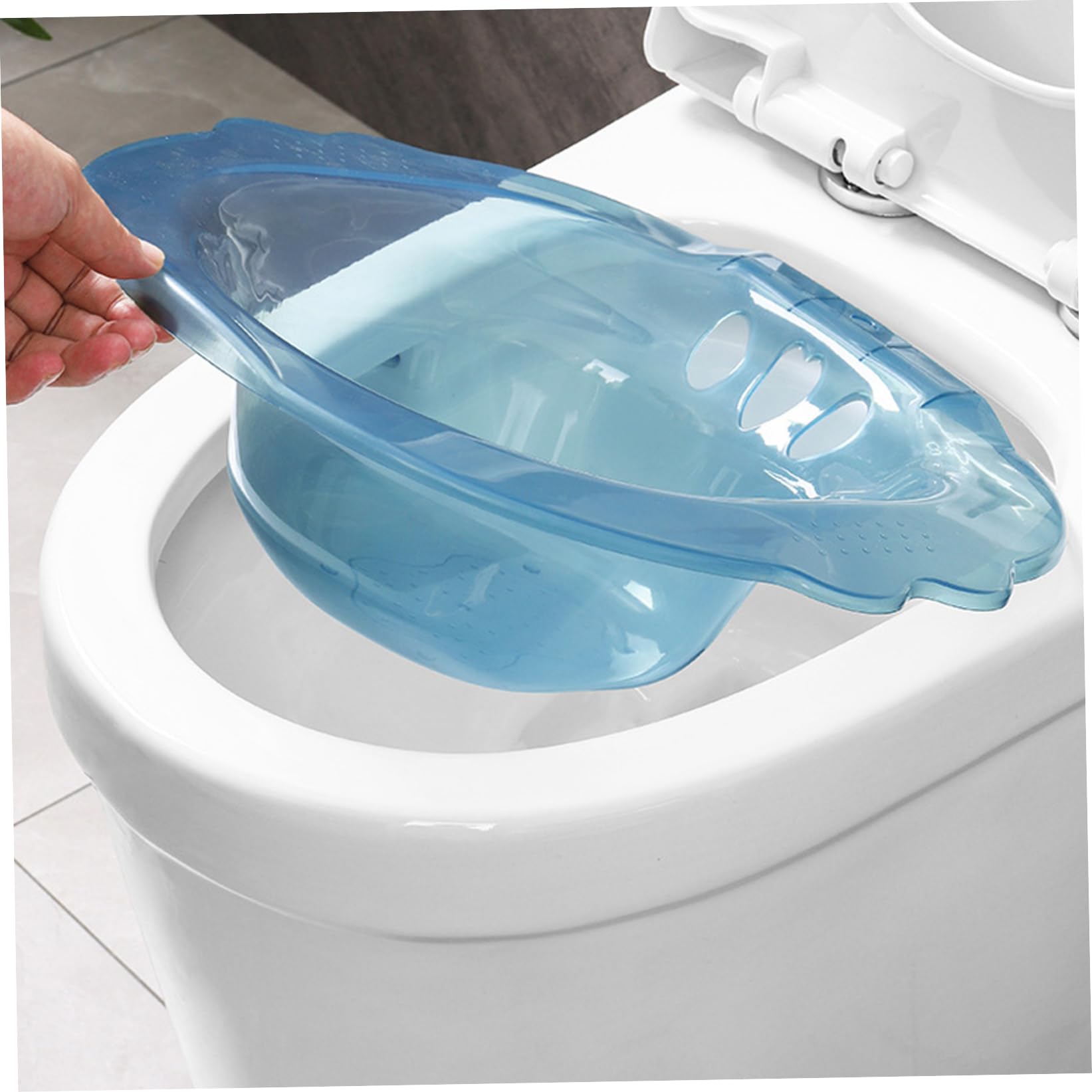 Baño Sitz, Baño Sitz Anti-Overflow para inodoro, portátil sobre el baño Sitz Bath para hemorroides, Baño Sitz Postparto para hemorroides Care privado (azul)