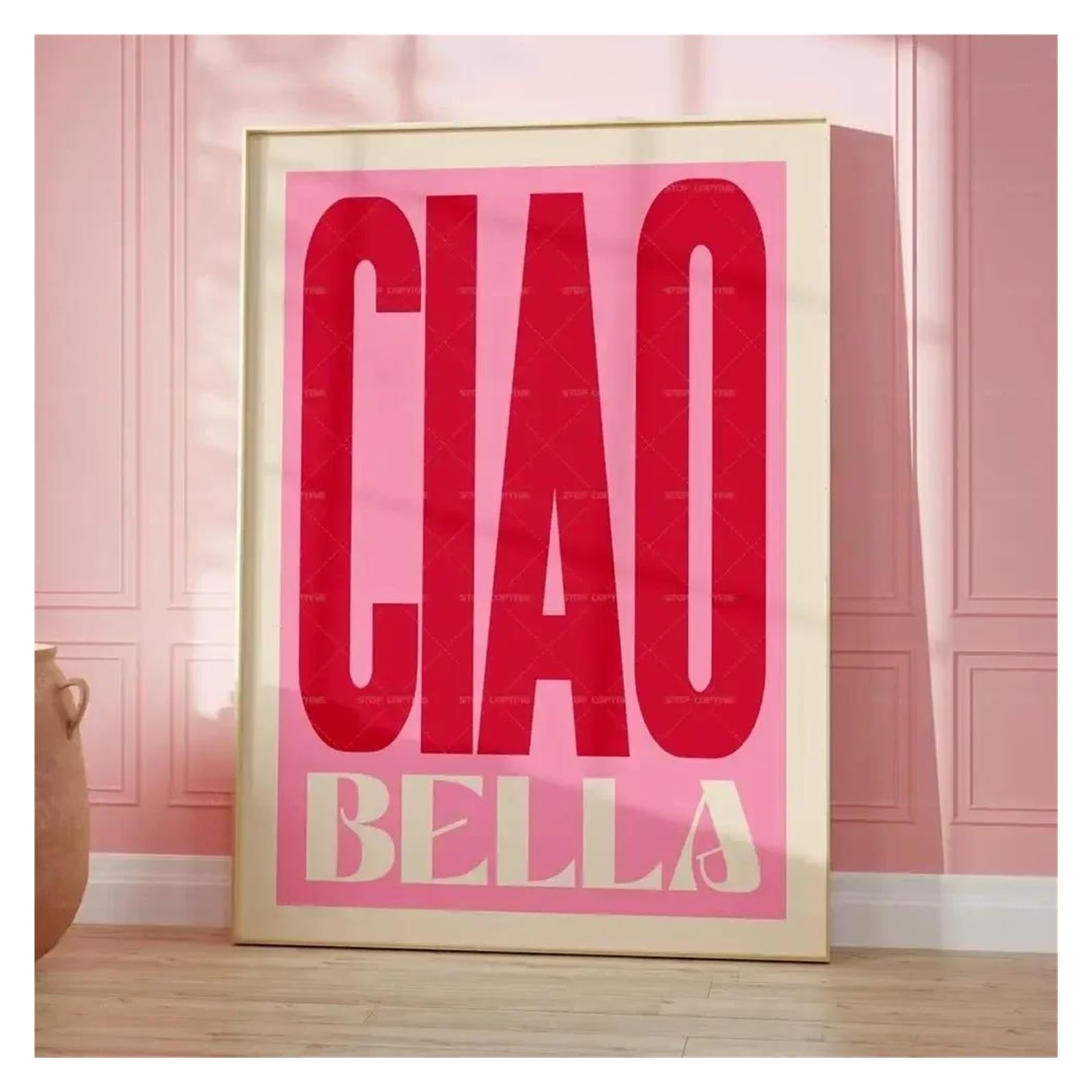 Byambd O Aesthetic Pictures Maximalist Eclectic Posters Prints Pink French Quotes Bisou Bonjour Bonne Nuit Canvas Painting Wall Art Living Room Home Decor(,50X70cm)