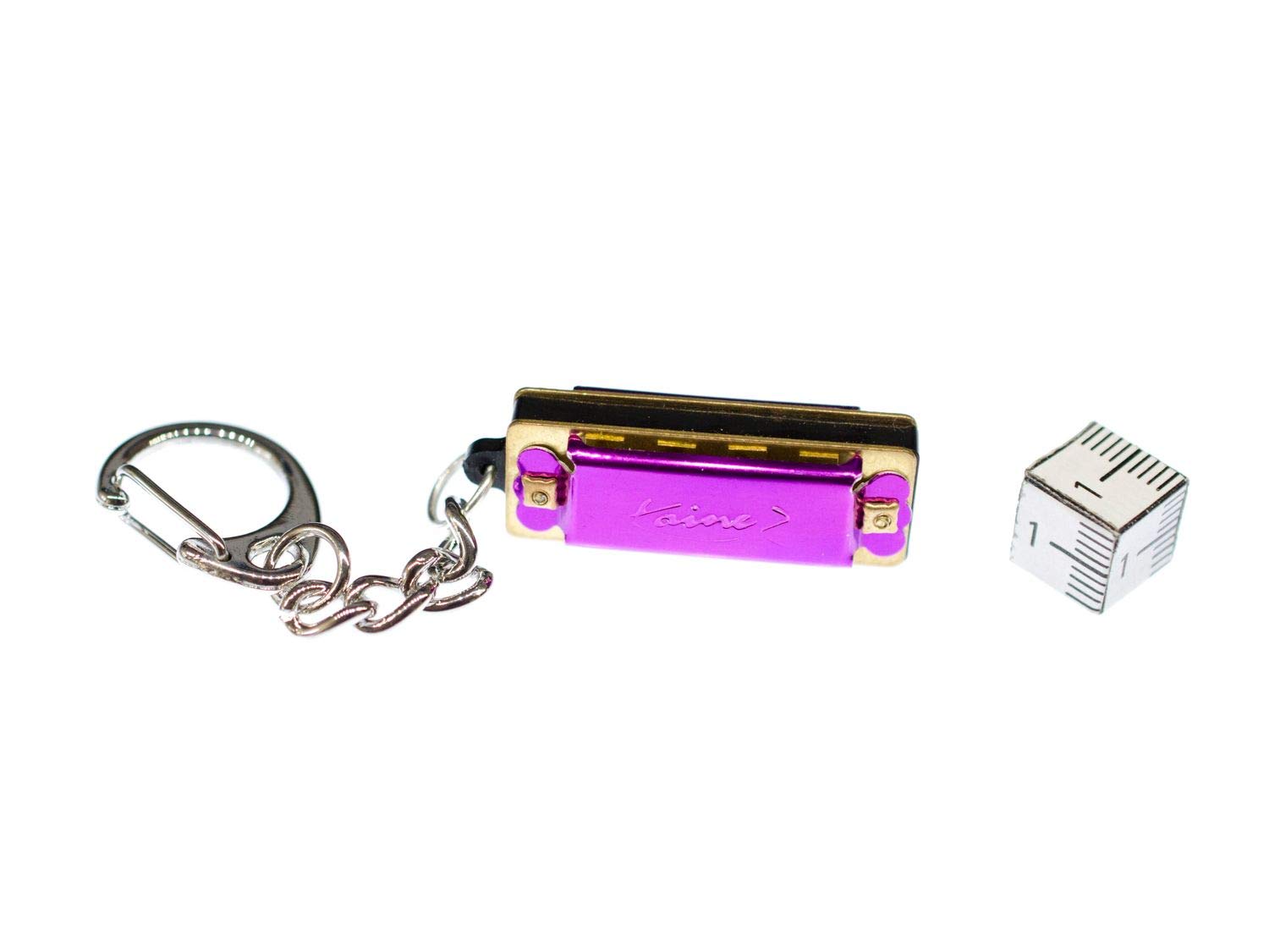Miniblings Purple Harmonica Key Ring Chain Playable Metal Musik Instrument