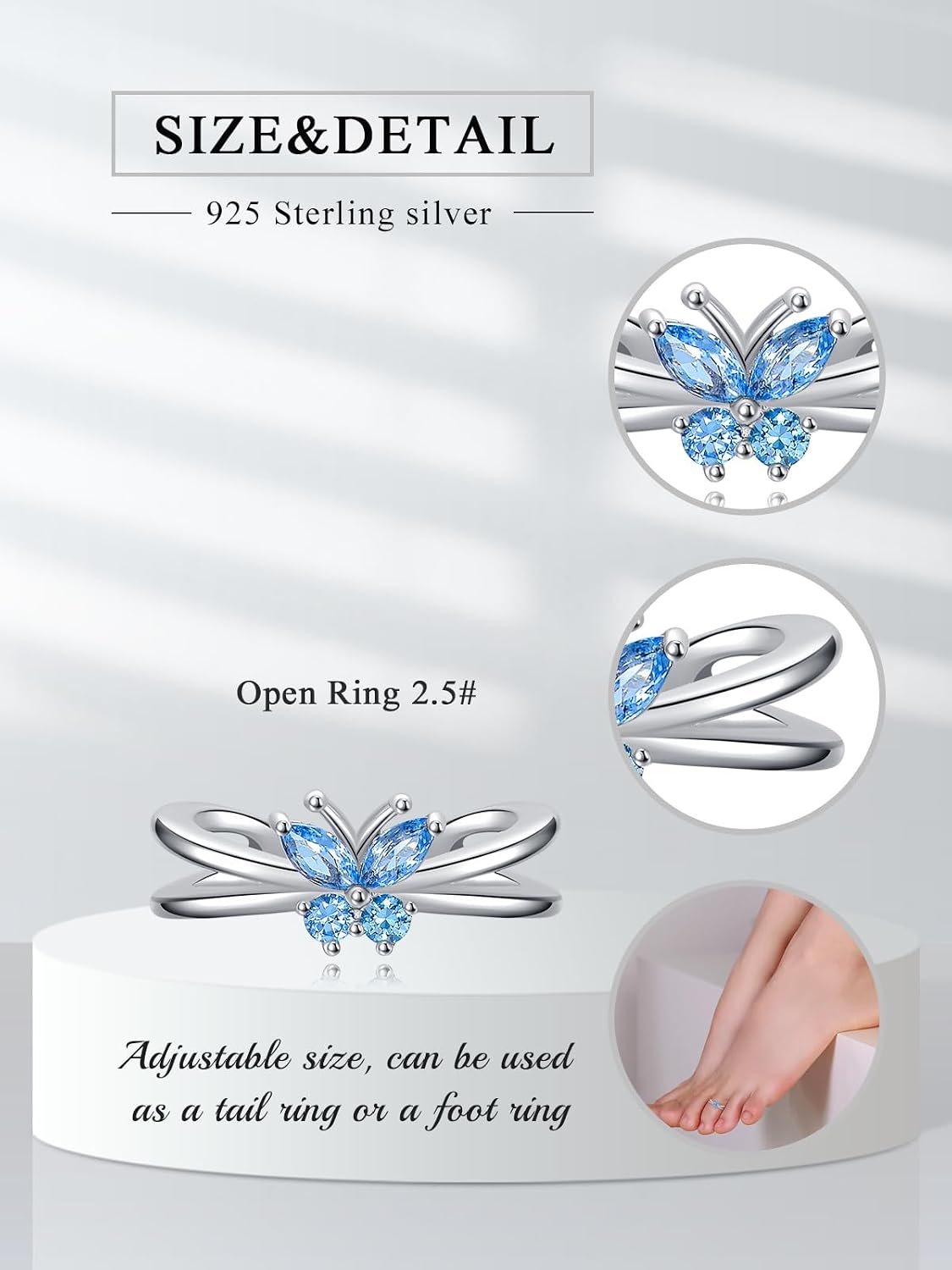 Midari Toe Rings for Women 925 Sterling Silver Hypoallergenic Adjustable Open Band Ring for Women Summer Beach Open Toe Jewelry Foot Jewelry