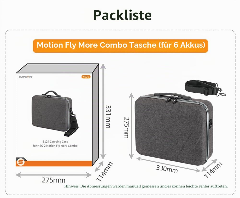 Tragetasche für DJI Neo 2 Motion Fly More Combo, tragbare Reise-Aufbewahrungs-Schultertasche für Goggles N3, RC Motion 3, Ladestation und anderes Drohnenzubehör