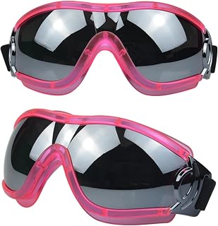 SANPLMG Dog Soft Sunglasses,Pet Goggles,Flexible Frame,Wind Proof,Dust Proof,Eye Protection,with Adjustable Straps,for Medium Dogs,for Long Snout Dogs Cycling,Ski,Motorcycle(1pack) (Pink/Dark Gray)