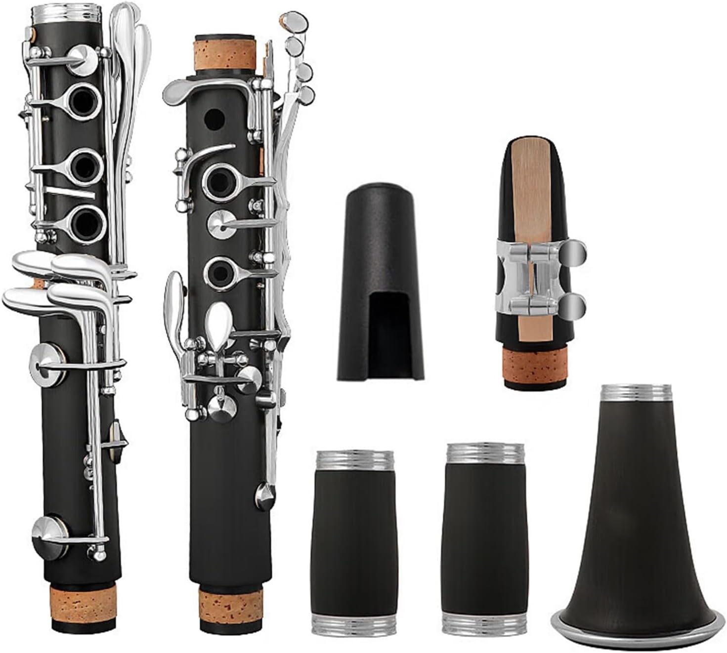 Clarinet B Flat 17 White Copper Durable Plastic Body Clarinet Woodwind Instrument Beginners Performance Test