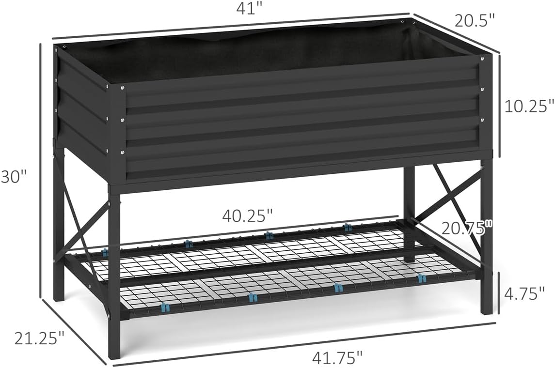 Elevated Raised Garden Bed Planter for Vegetables Herbs and Flowers – Sturdy Galvanized Steel Outdoor Planting Box