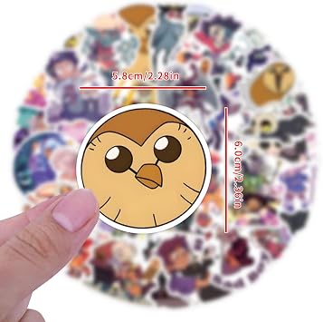 50 Pcs The Owl House Stickers for Laptop, Bumper, Skateboard, Water Bottles, Computer, Phone, Guitar, Cartoon Stickers for Kids Teens Adult