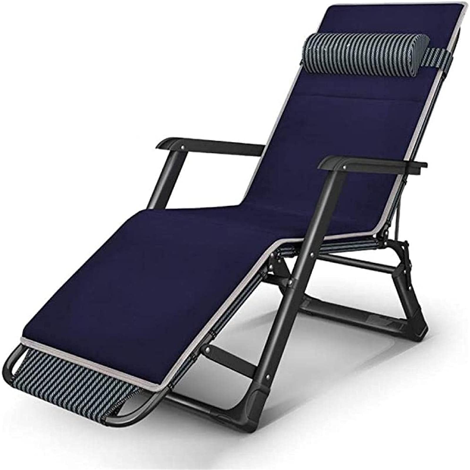 Chaise longue pliante de jardin portable et légère en noir