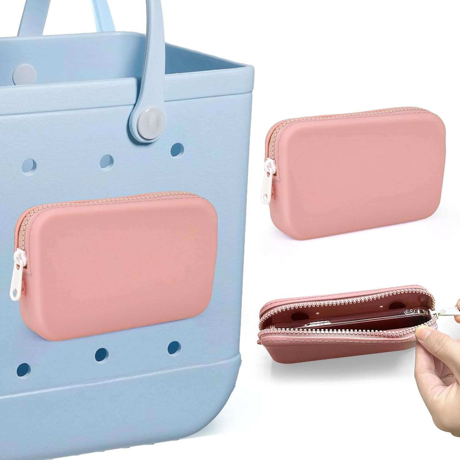 Cadeya Silicone Phone Holder for Bogg Bag, Soft Silicone Insert Wallet Charm for Bogg Bags Accessories, Attachment for Bogg Beach Bags Tote Bag Compatible with iPhone and Android Phones(Pink) Cadeya Silicone Phone Holder for Bogg Bag, Soft Silicone Insert Wallet Charm for Bogg Bags Accessories, Attachment for Bogg Beach Bags Tote Bag Compatible with iPhone and Android Phones(Pink)