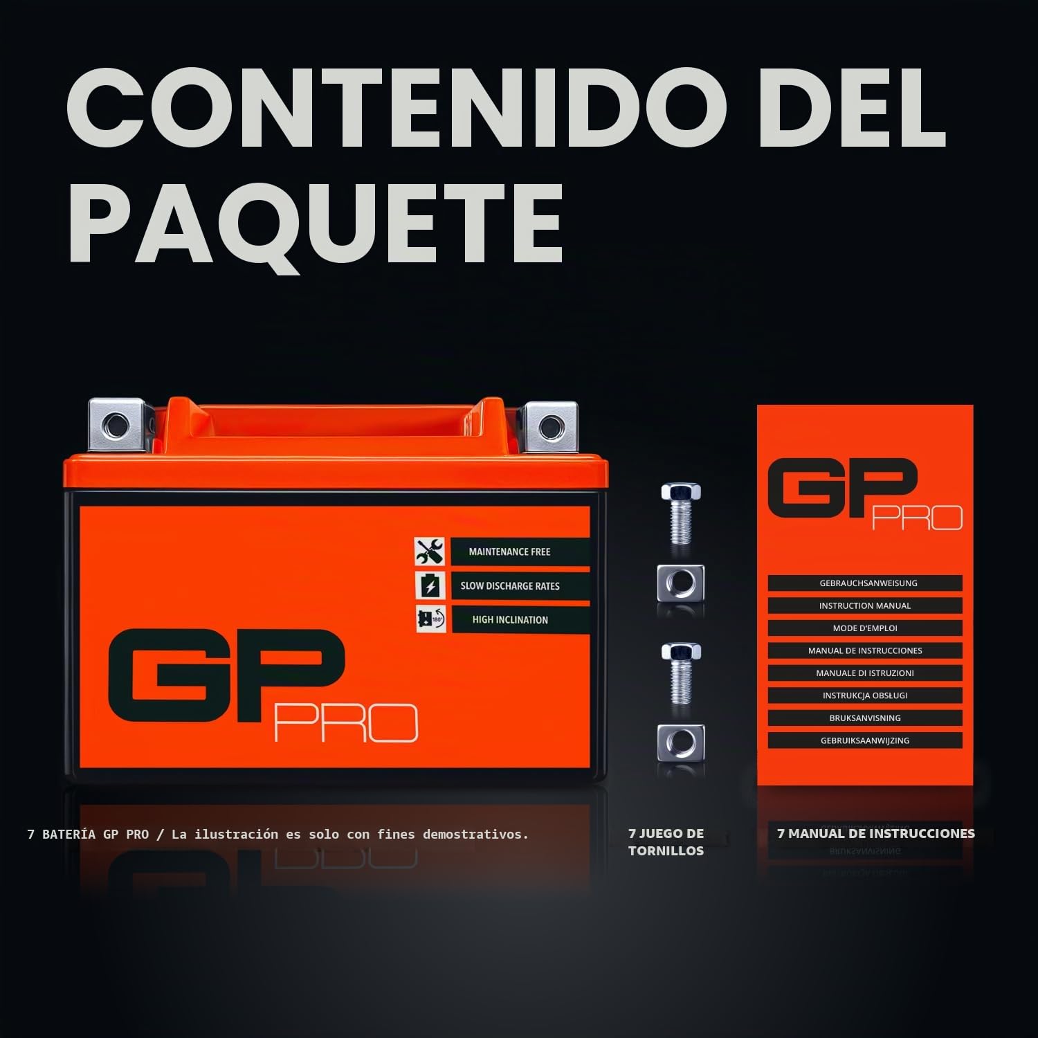 GP-PRO GB10L-B - Batería de arranque para scooter y motos, 12V, 11Ah, parecido a YB10L-B / YB10L-B2, sin necesidad de mantenimiento
