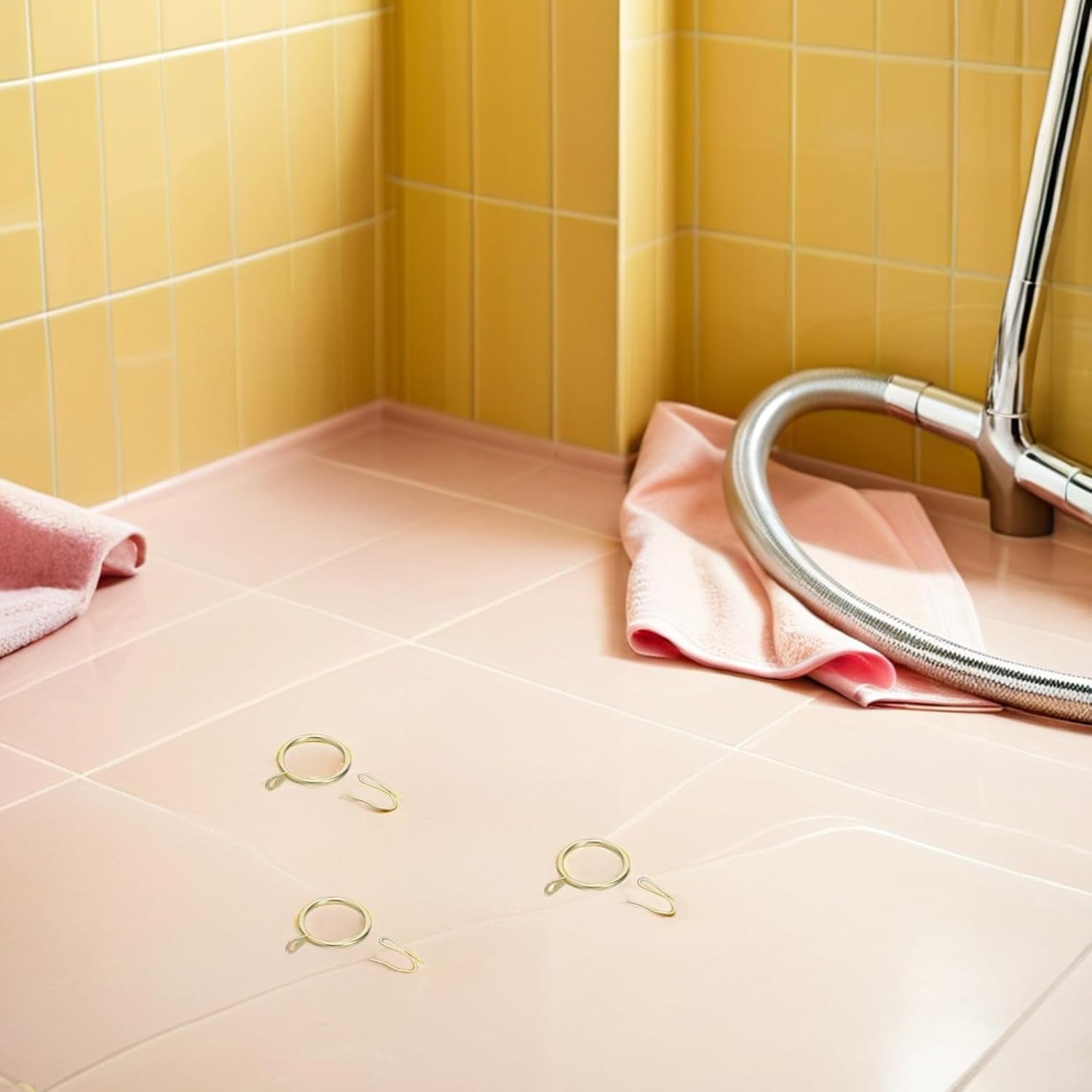 Generic 100 Sets Shower Curtain Hanging Rings - Metal Eyelet Drape Rings Inner Diameter 30mm with Hooks - Industrial Style Shower Curtain Holders for Bathroom Windows Party Drapery Rods