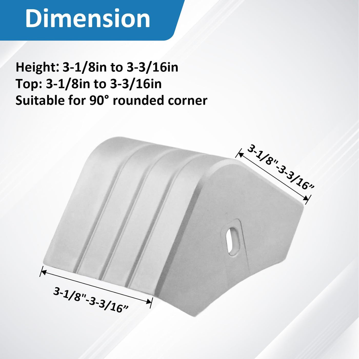 Aluminum Pontoon Corner Caps, 4PCS Boat Corner Caps Pontoon Deck Corner Bumper for 90 Degree Rounded Corner, Height: 3-1/8in to 3-3/16in Top: 3-1/8in to 3-3/16in